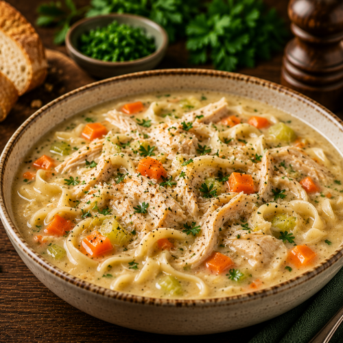 Cremige Kürbissuppe mit Apfel und gerösteten Kürbiskernen