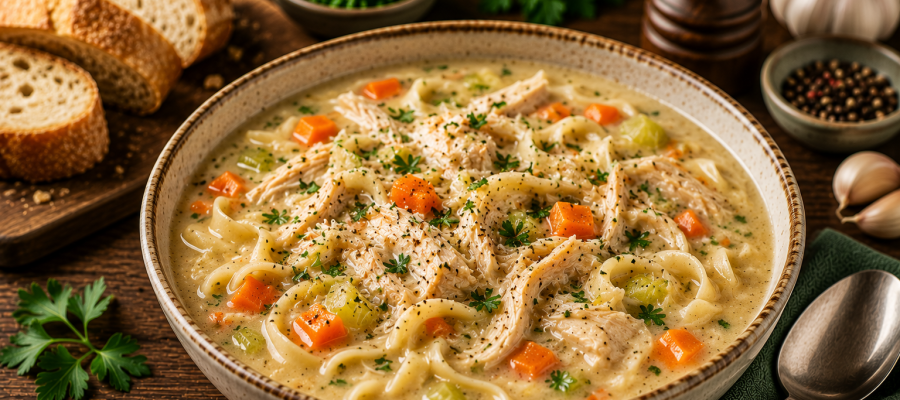 Cremige Kürbissuppe mit Apfel und gerösteten Kürbiskernen